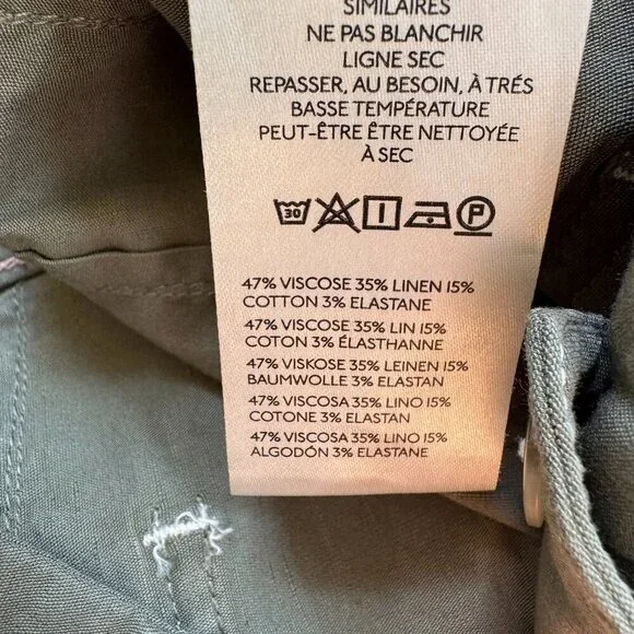 New Anthropologie The Colette Linen Crop Wide Leg Pants Magic Green 28 - Picture 6 of 12